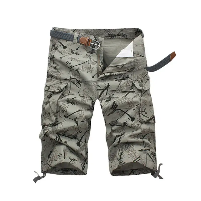 Men's Camouflage Multi-Pocket Capri Pants Large - Image 2