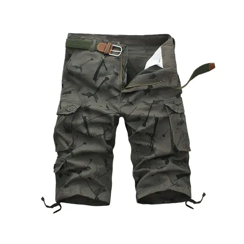 Men's Camouflage Multi-Pocket Capri Pants Large - Image 4
