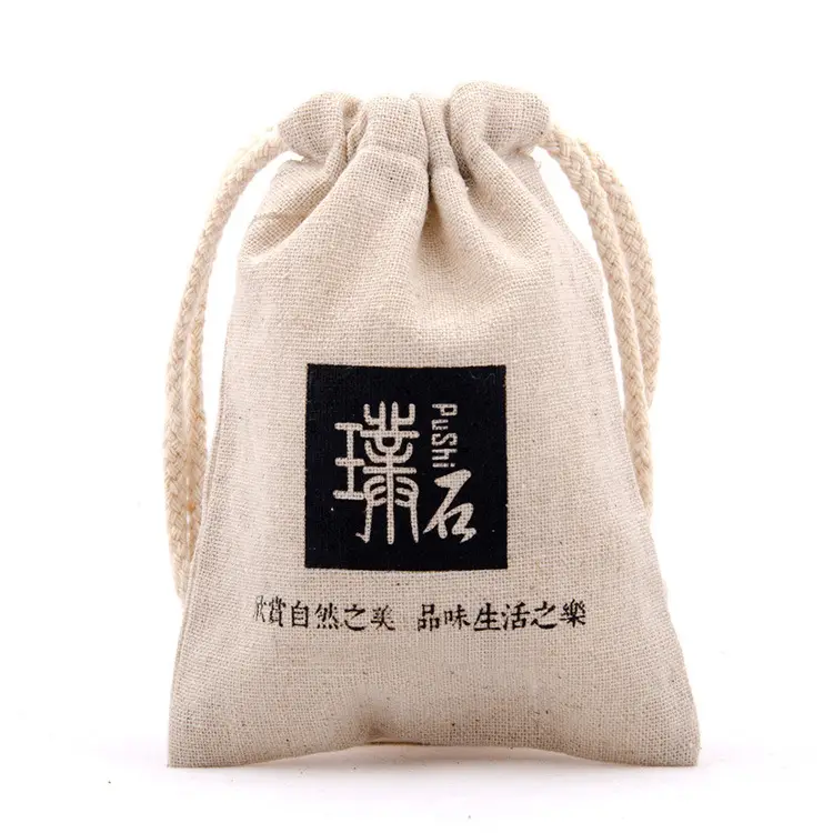 Wholesale Blank Ready-Made Cotton and Linen Drawstring Bags Custom Linen Fabric Gift Packaging Drawstring Storage Small Bags - Image 6