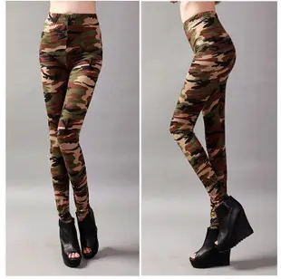 Women Camouflage Slimming Leggings Military Style Nine Point Print - Image 4