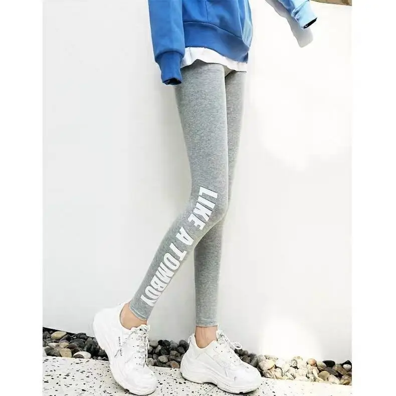 Women's Black Fleece Lined Letter Print Leggings - Image 5