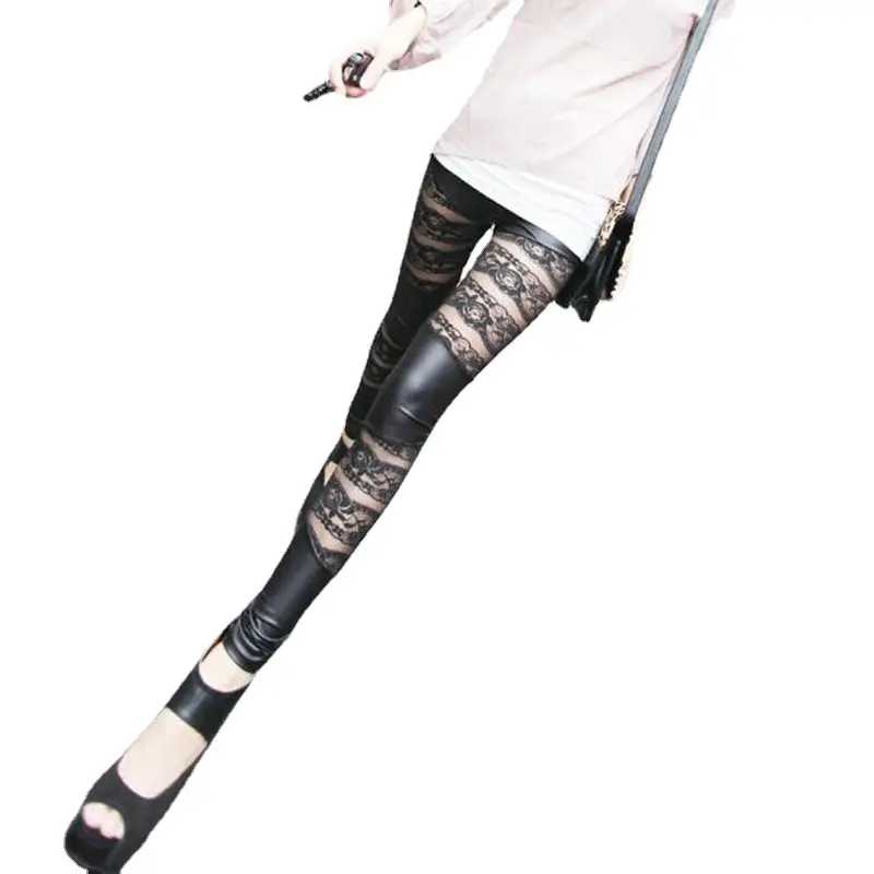 Women Slimming Leggings with Lace Stripe Design - Image 5