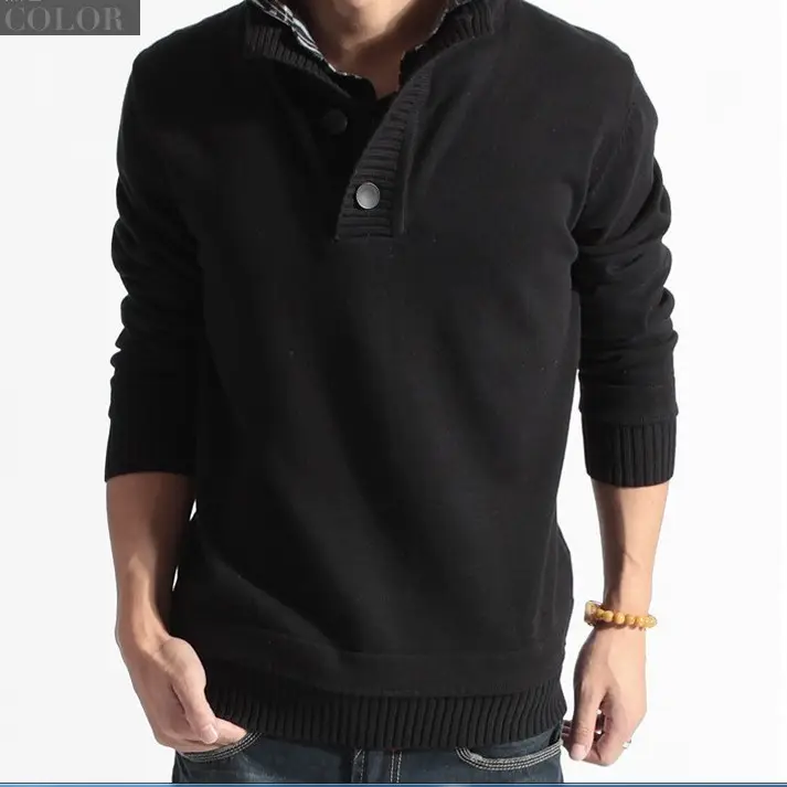 Men's Grey Korean Style V-Neck Sweater - Image 6