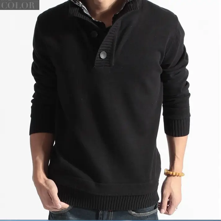 Men's Grey Korean Style V-Neck Sweater - Image 7
