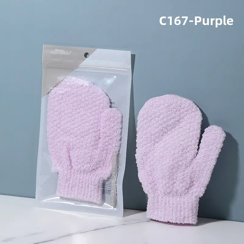 White Cotton Bath Gloves for Exfoliation Cleaning - Image 2