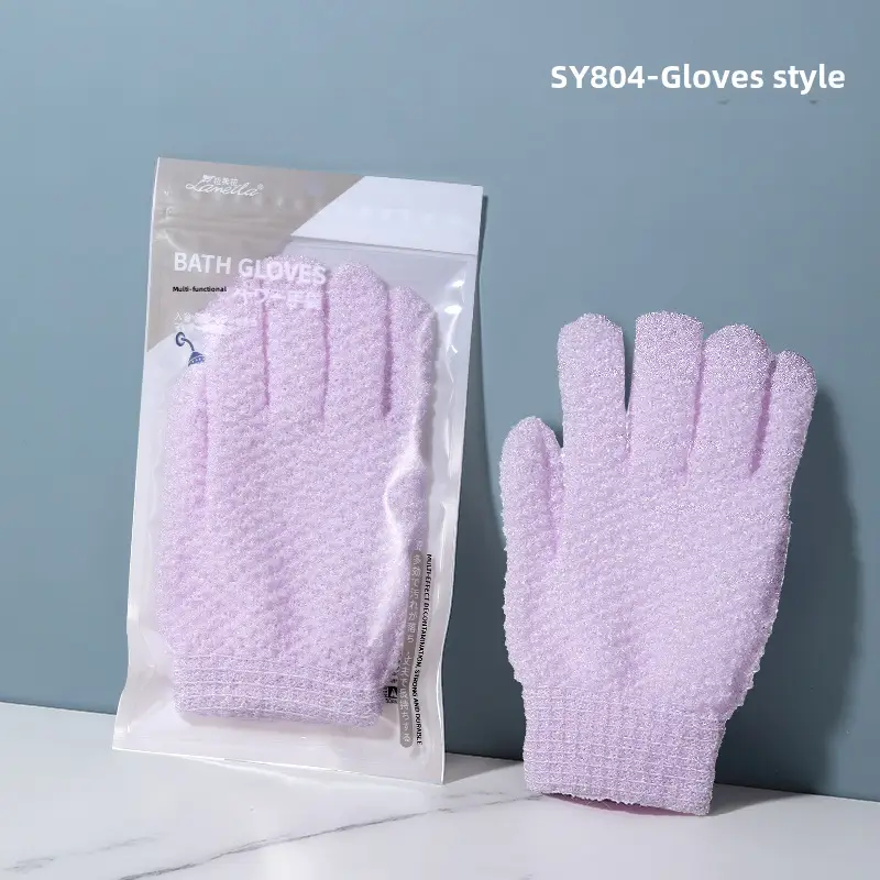 White Cotton Bath Gloves for Exfoliation Cleaning - Image 3