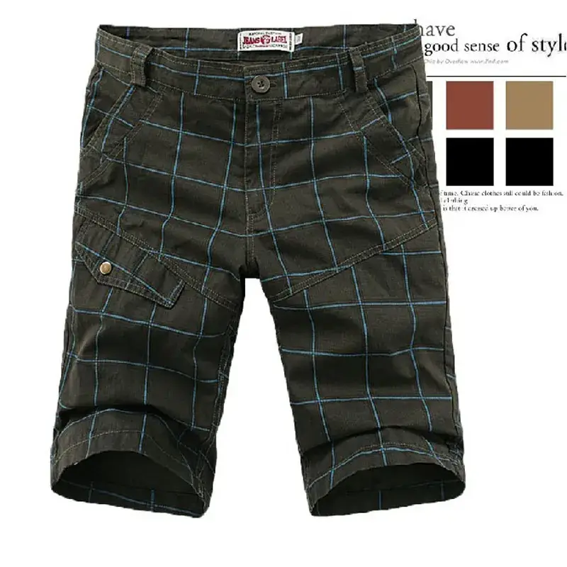 Men's Houndstooth Grid Cargo Pants Multi Color - Image 3