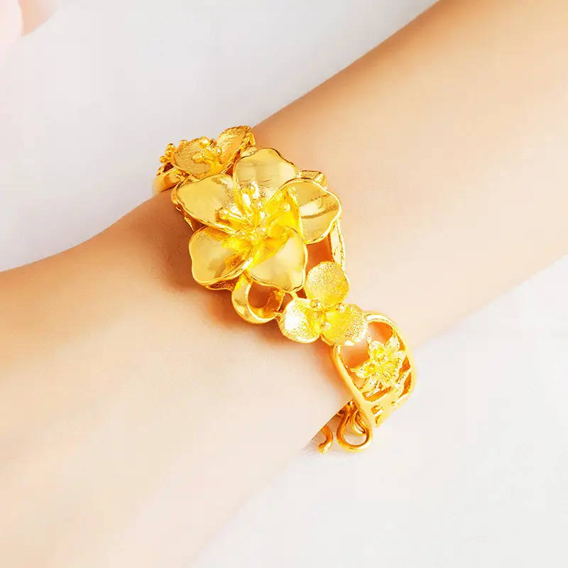 Wholesale Vietnam Sand Gold Flower Open Screen Bracelet - Image 6
