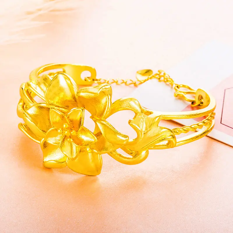 Wholesale Vietnam Sand Gold Flower Open Screen Bracelet - Image 8