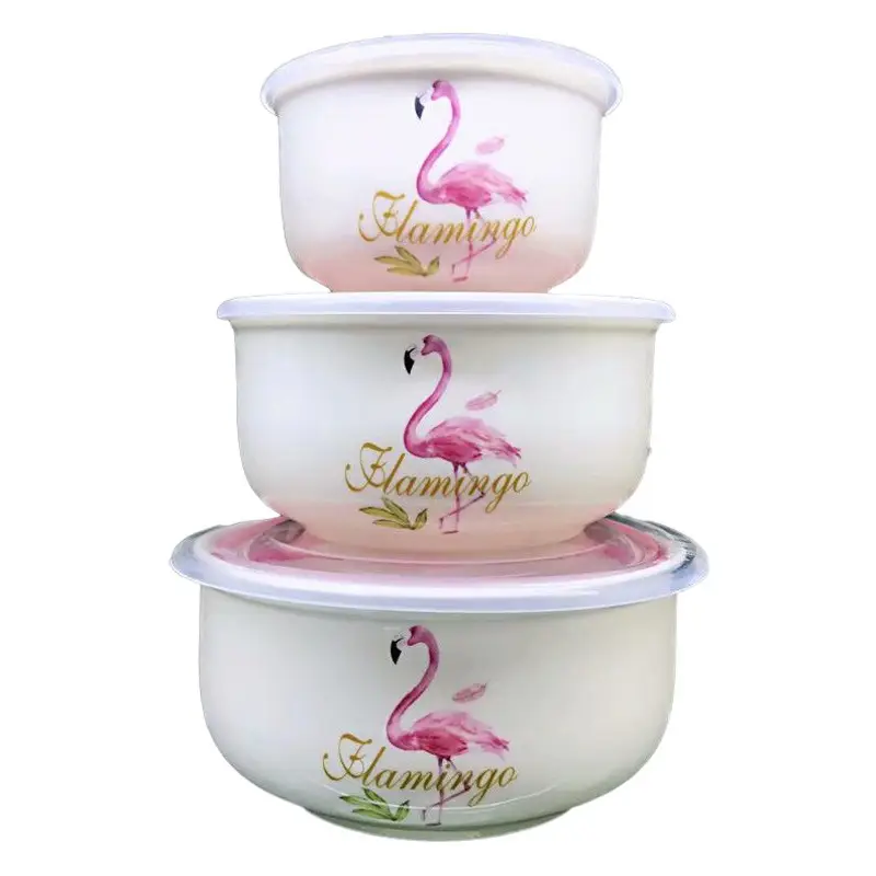 Three-piece Sealed Ceramic Fish Bowl Set for Daily Use
