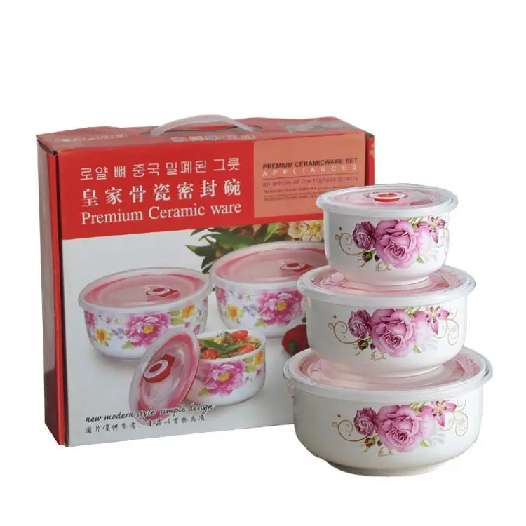 Three-piece Sealed Ceramic Fish Bowl Set for Daily Use - Image 3