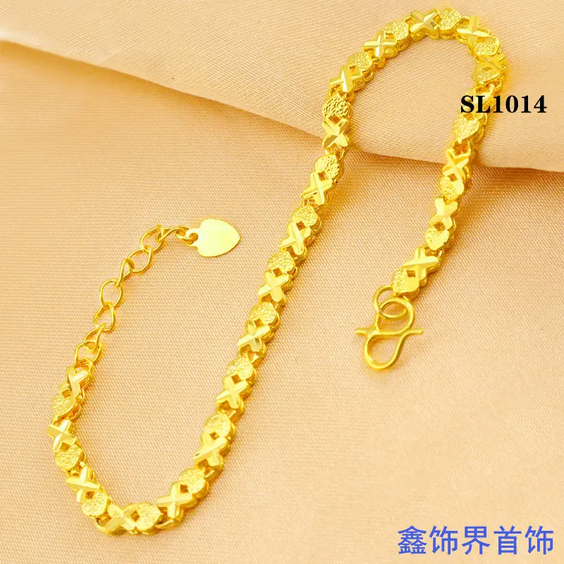 Peach Heart X-Bracelet 24k Gold Real - Image 3