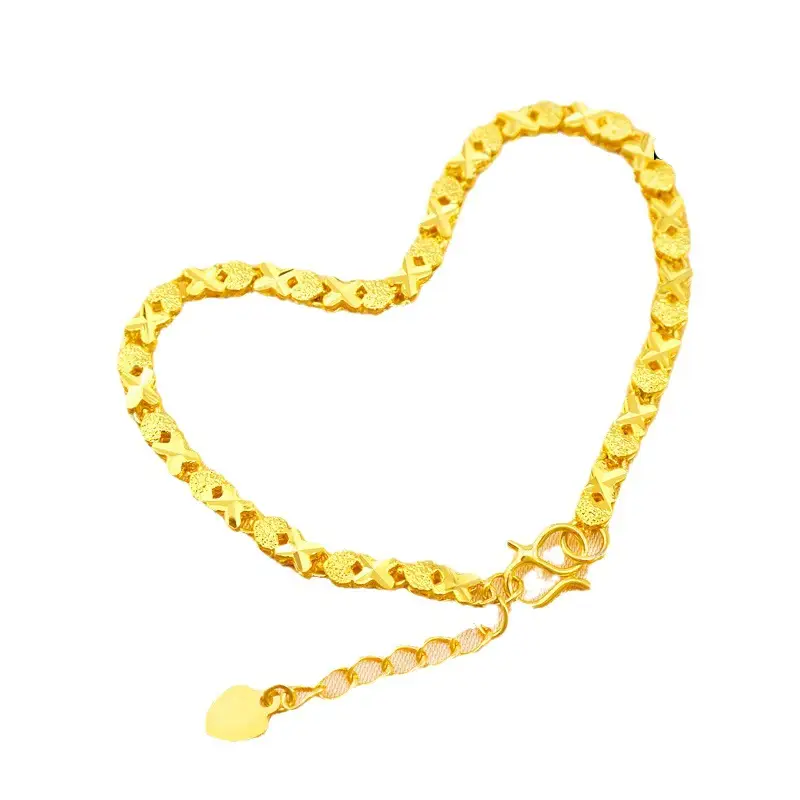 Peach Heart X-Bracelet 24k Gold Real - Image 4