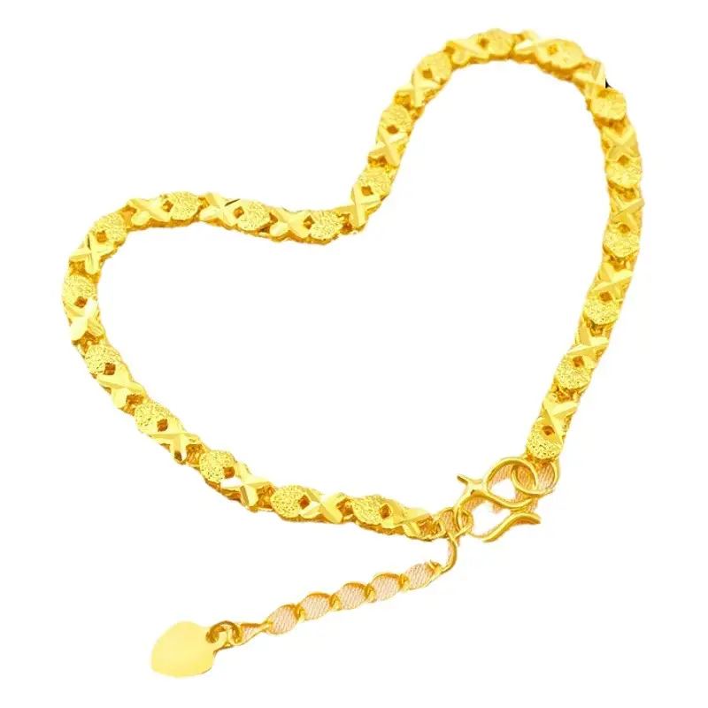 Peach Heart X-Bracelet 24k Gold Real