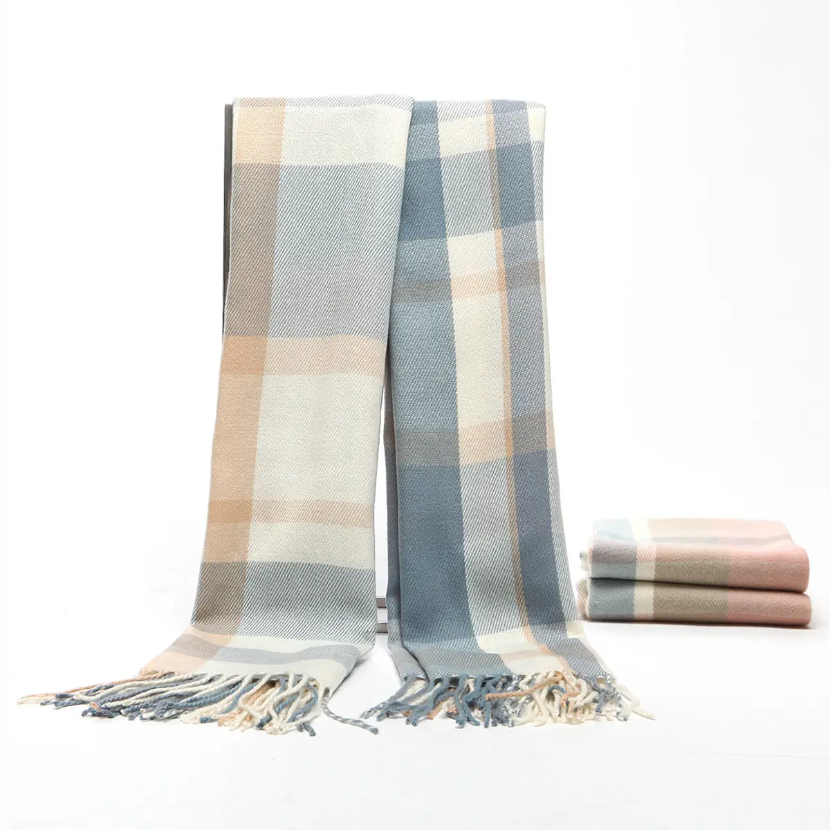 Winter Plaid Cashmere Scarf Women's All-match Double-sided Long - Image 23