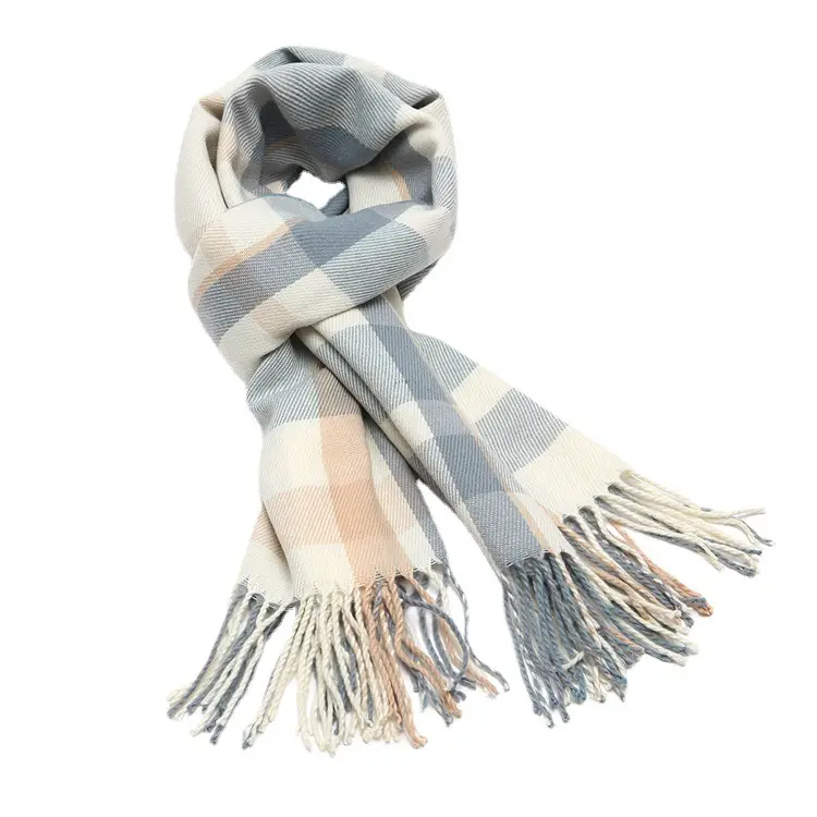 Winter Plaid Cashmere Scarf Women's All-match Double-sided Long - Image 33