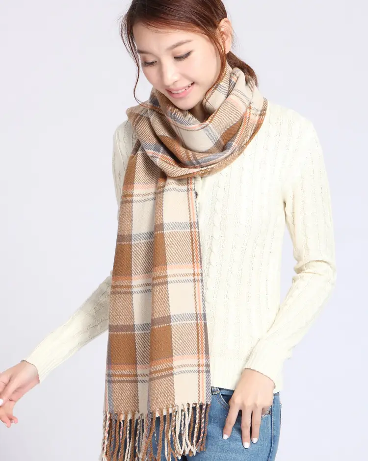 Winter Plaid Cashmere Scarf Women's All-match Double-sided Long - Image 11