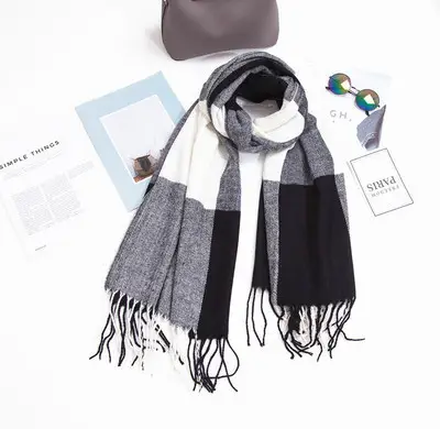 Winter Plaid Cashmere Scarf Women's All-match Double-sided Long - Image 18