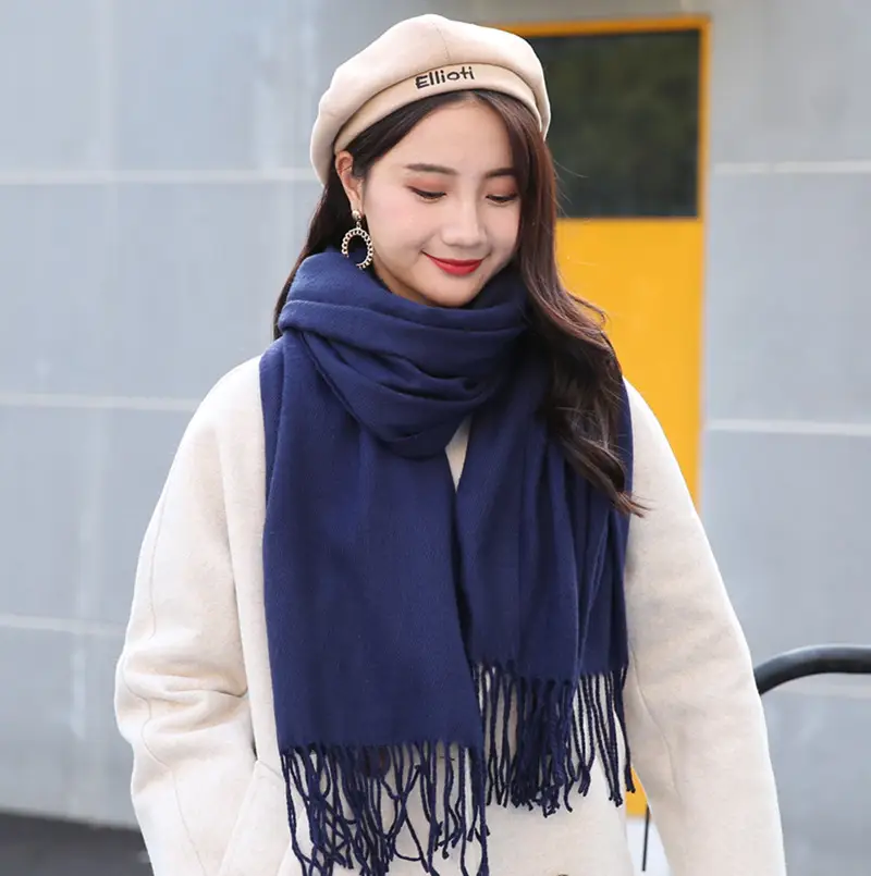 Winter Plaid Cashmere Scarf Women's All-match Double-sided Long - Image 2