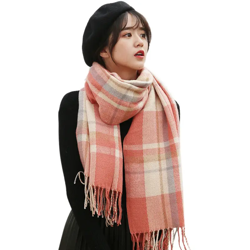Winter Plaid Cashmere Scarf Women's All-match Double-sided Long - Image 28