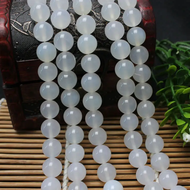 Natural White Agate Beads 4-14mm Loose Jewelry