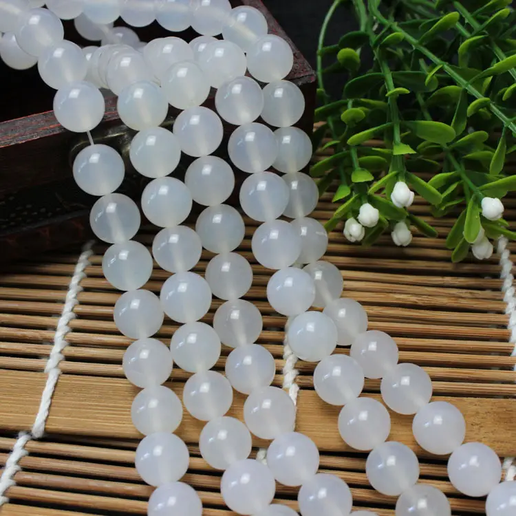 Natural White Agate Beads 4-14mm Loose Jewelry