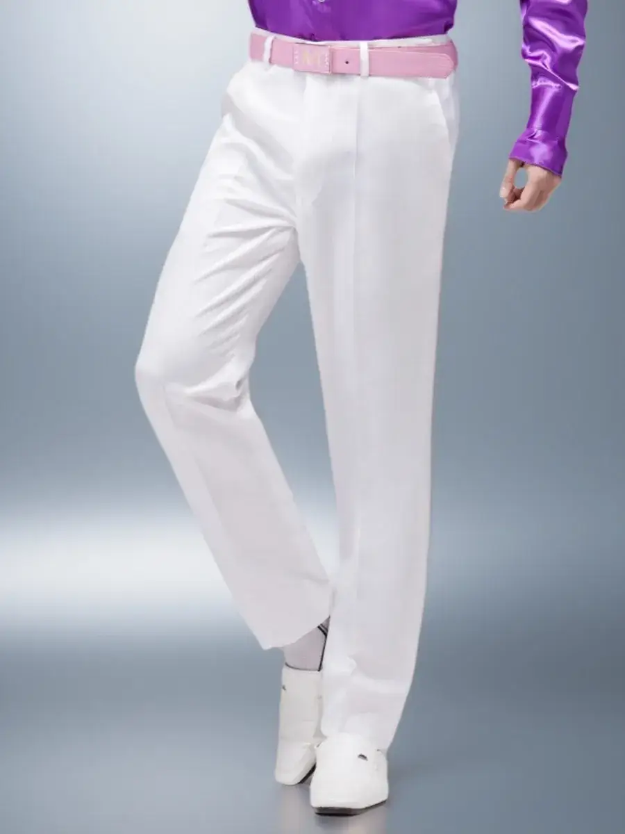 Men's White Performance Trousers for Summer Dance