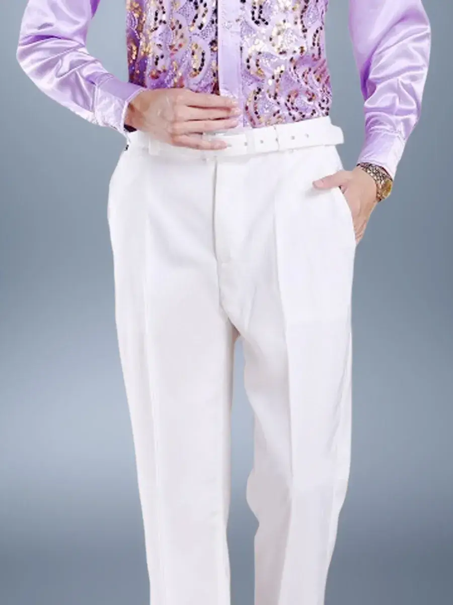 Men's White Performance Trousers for Summer Dance