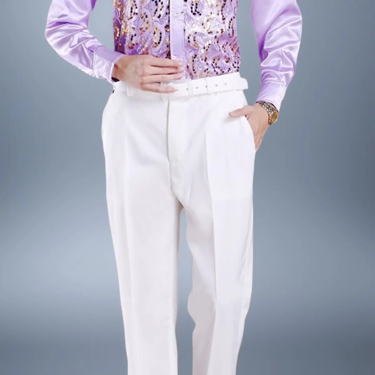 Men's White Performance Trousers for Summer Dance — feature 21