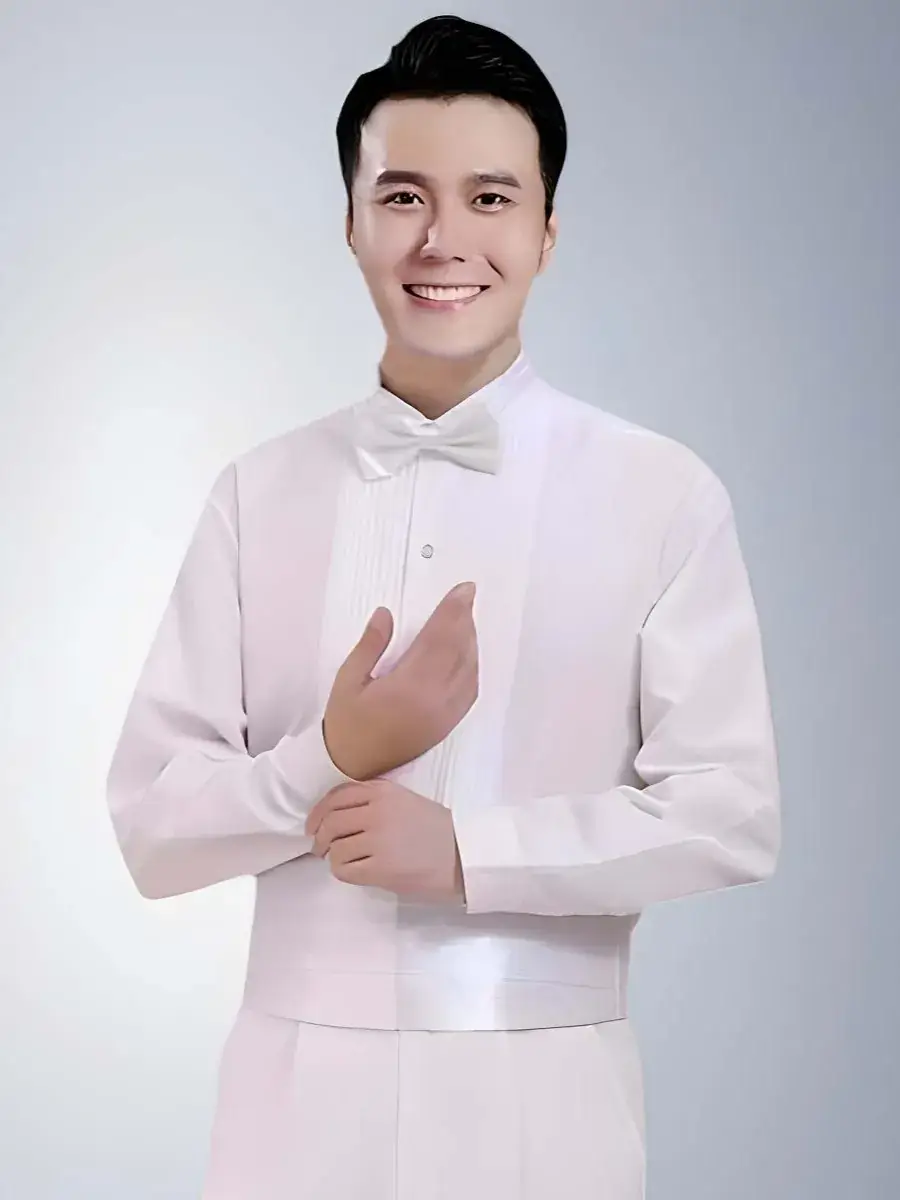 Men's White Pleated Long Sleeve Wedding Shirt