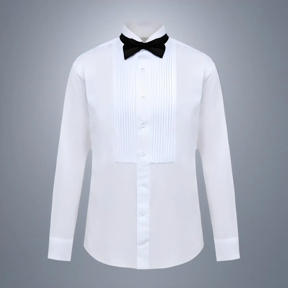 Men's White Pleated Long Sleeve Wedding Shirt — feature 16