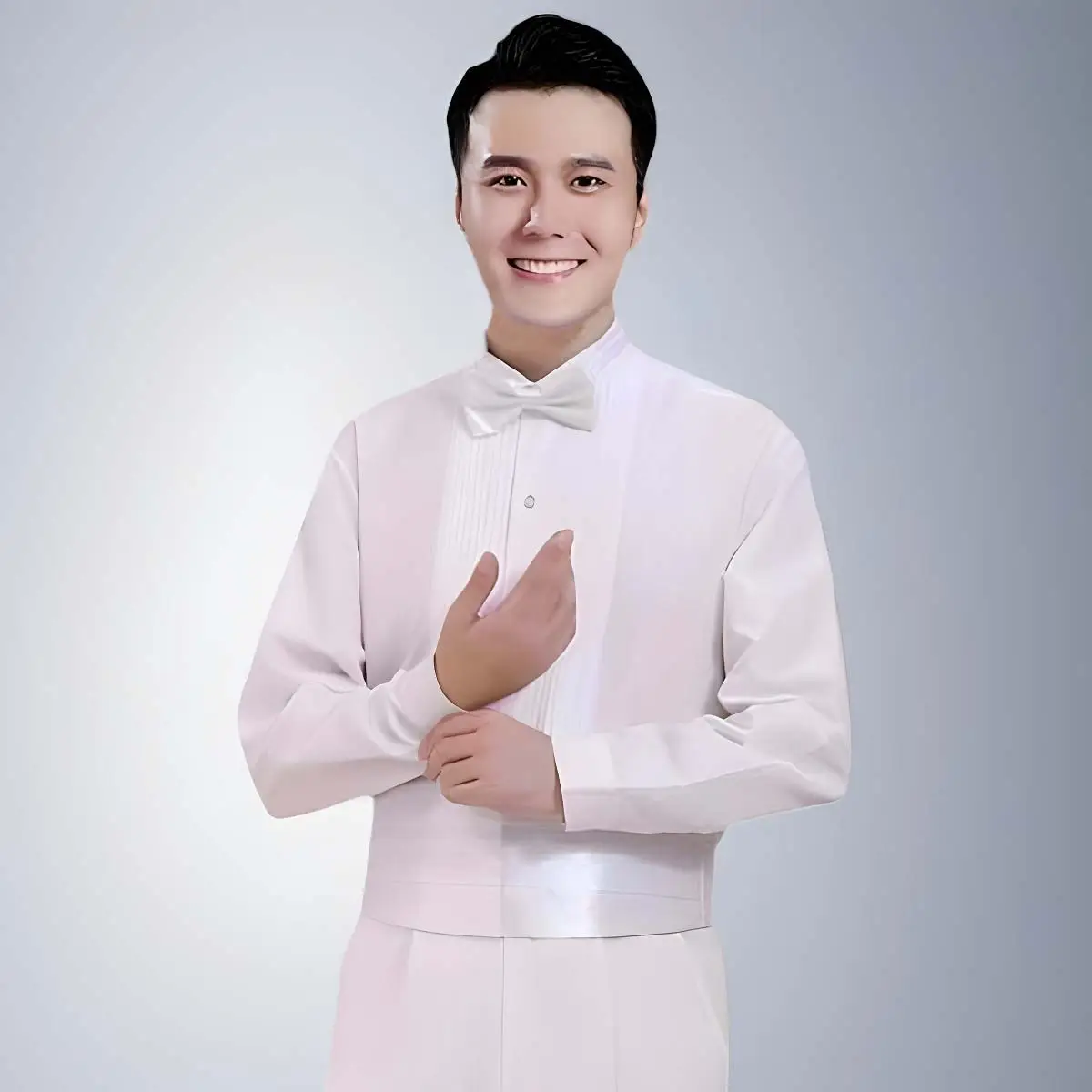 Men's White Pleated Long Sleeve Wedding Shirt — feature 9