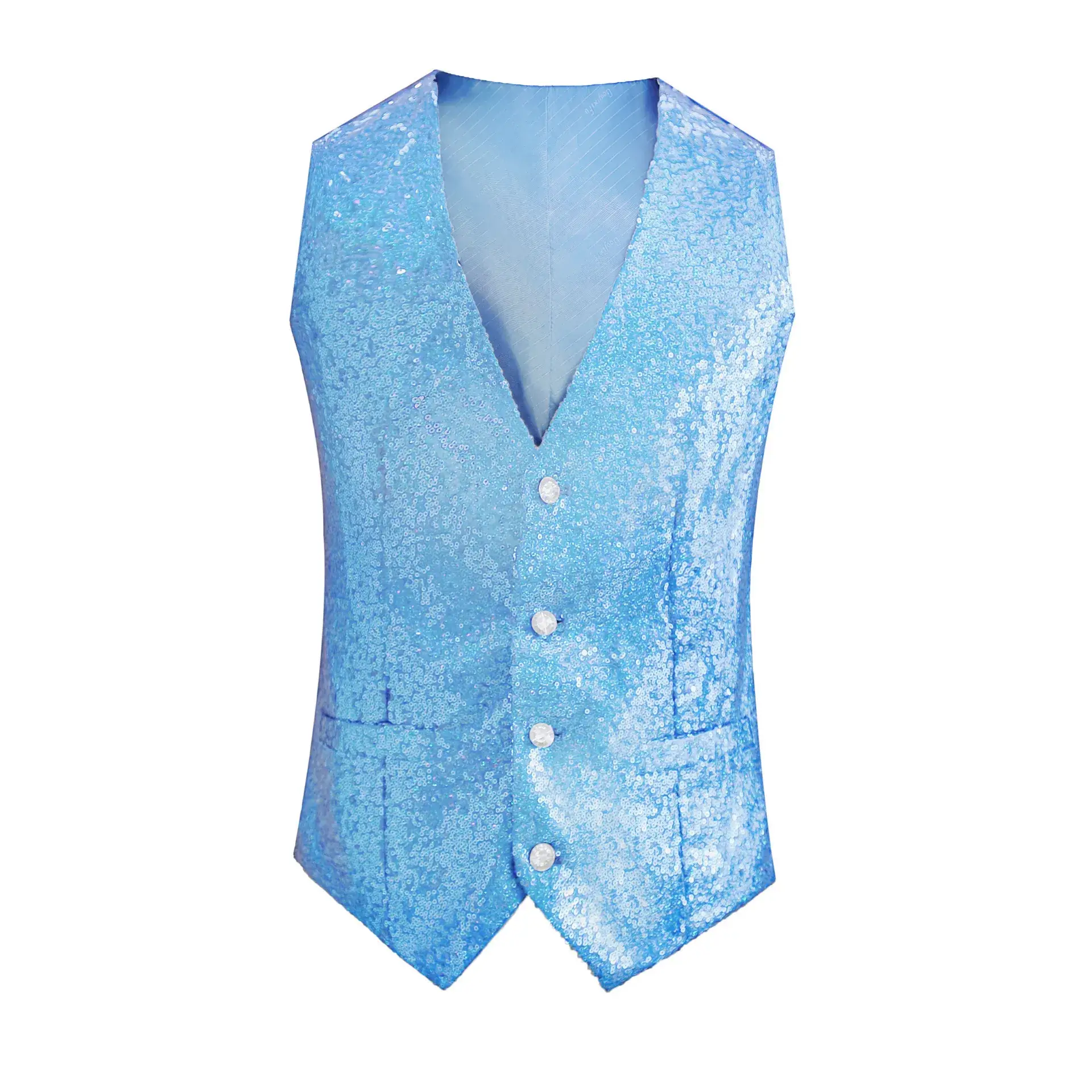Men's Pink Sequined Vest for Stage Dance Performance - Image 8