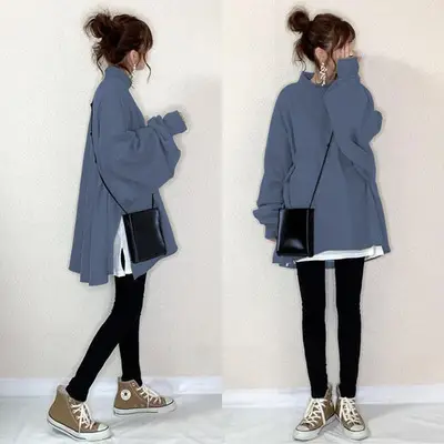 Women Japanese Style 2-Piece Sweatshirt Set Olive Green - Image 15