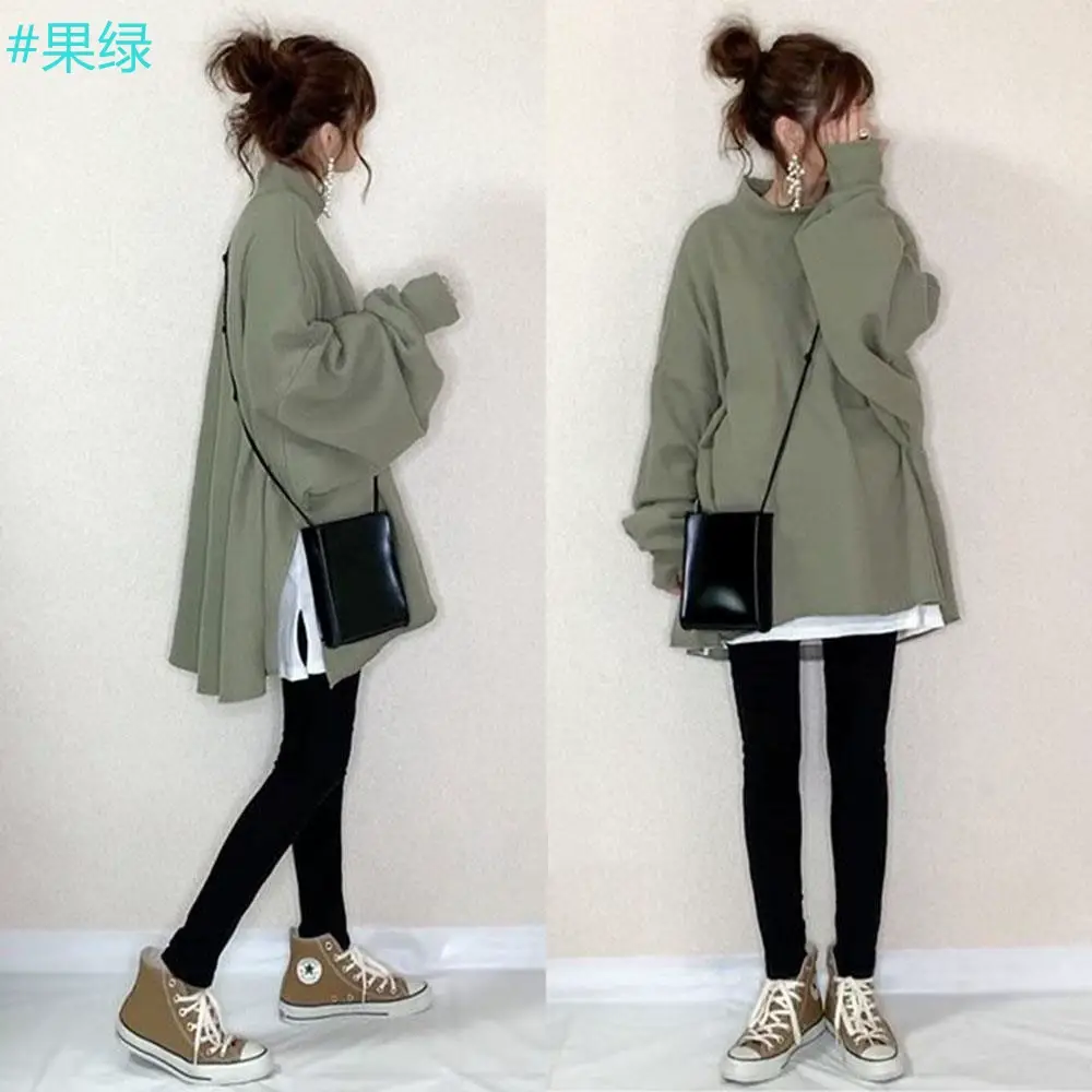 Women Japanese Style 2-Piece Sweatshirt Set Olive Green — feature 5