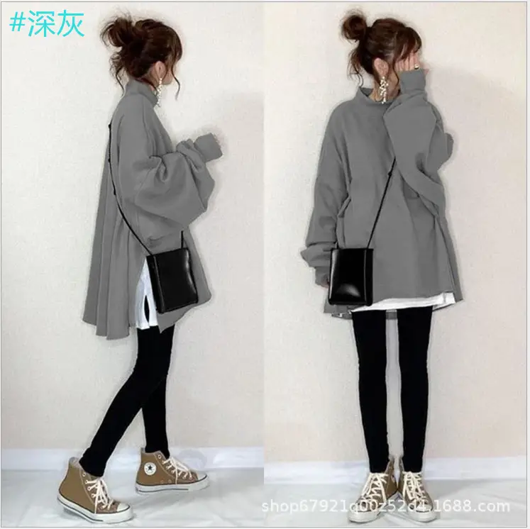 Women Japanese Style 2-Piece Sweatshirt Set Olive Green - Image 8