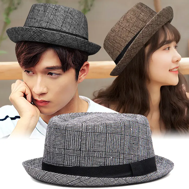 Men's Black Plaid Sun Hat for Outdoor & Jazz Wear