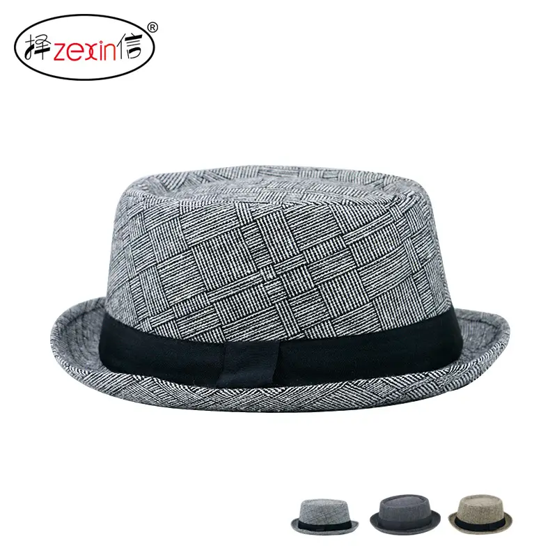 Men's Black Plaid Sun Hat for Outdoor & Jazz Wear