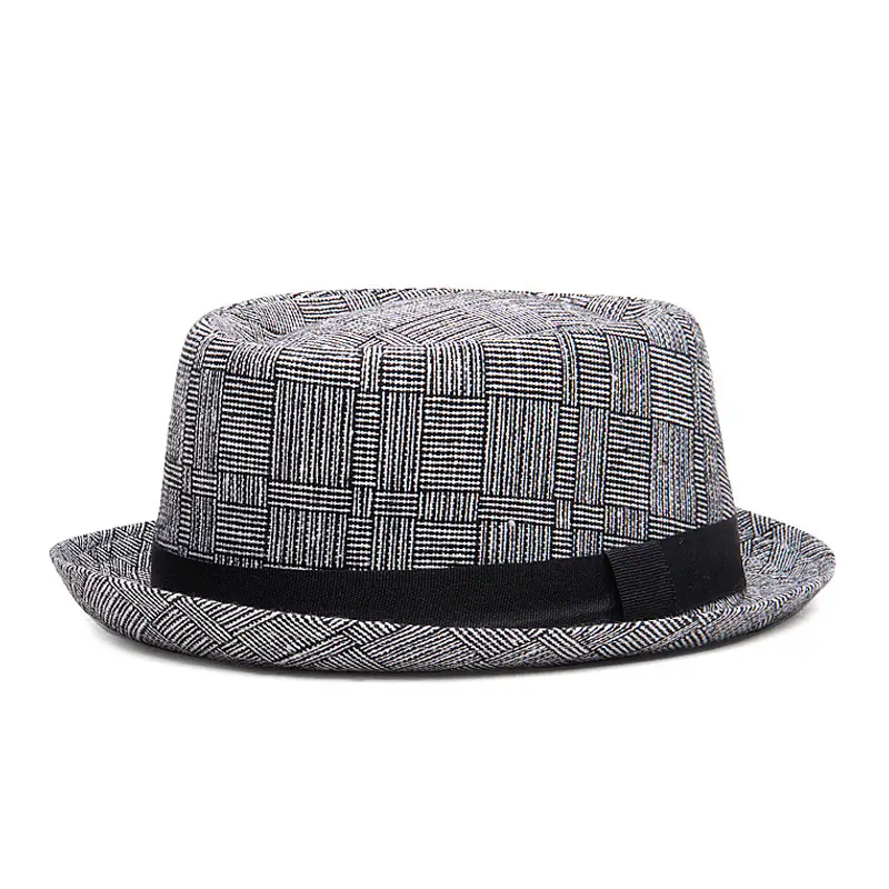 Men's Black Plaid Sun Hat for Outdoor & Jazz Wear