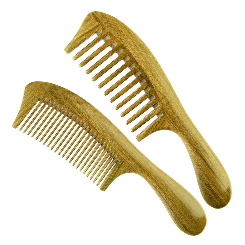 New Green Sandalwood Thick Handle Scalp Comb - Image 11