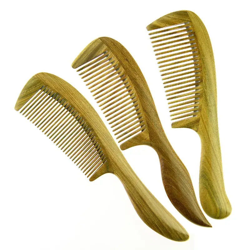 New Green Sandalwood Thick Handle Scalp Comb - Image 12