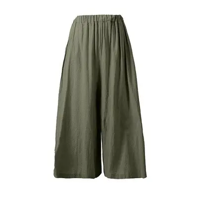 Black Wide Leg Hemp Pants for Women Summer Casual