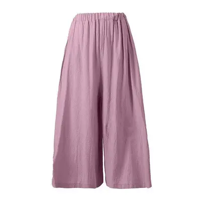 Black Wide Leg Hemp Pants for Women Summer Casual