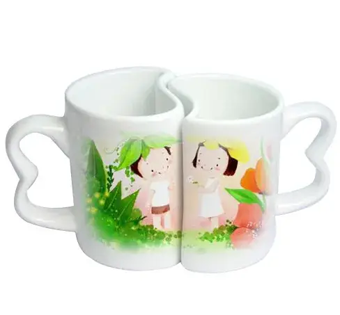 Factory Direct S-Shaped Couple Ceramic White Cups - Image 3