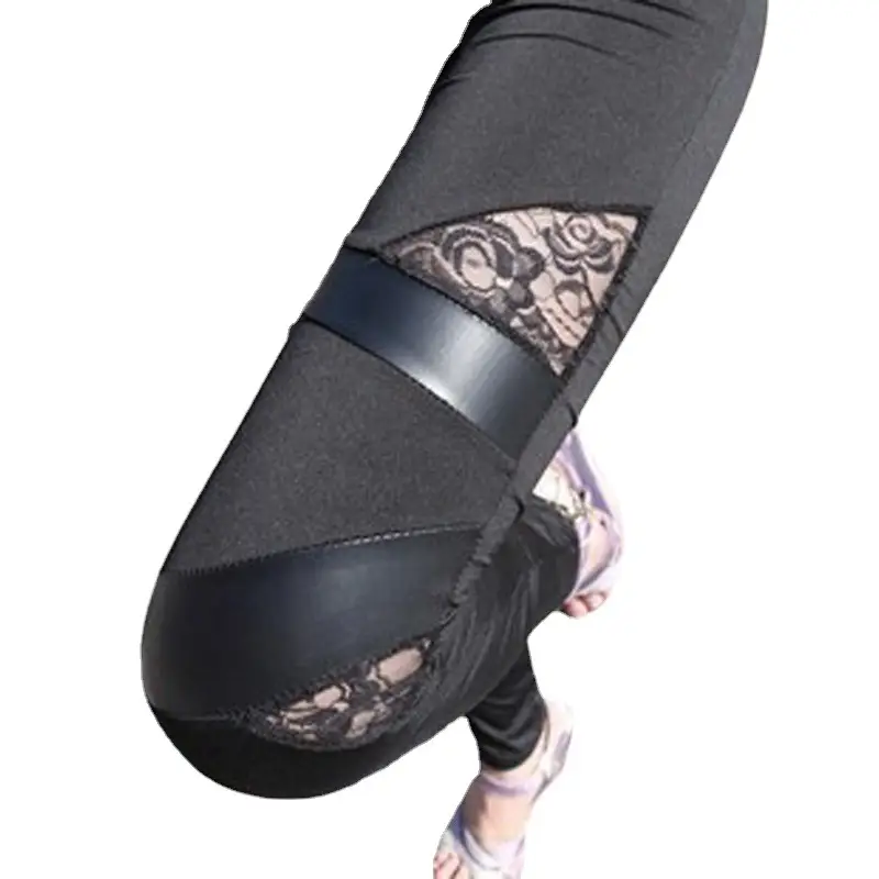Black Lace Hollow Triangle Leggings Women - Image 5