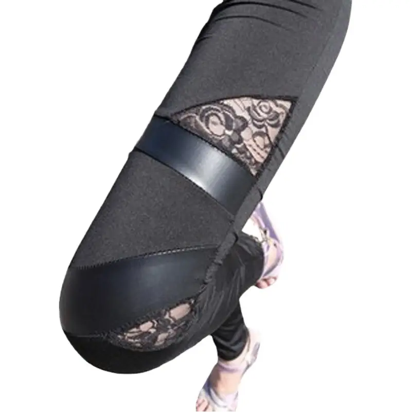 Black Lace Hollow Triangle Leggings Women
