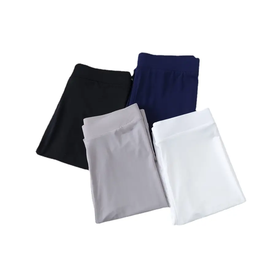 Women's Thin Ice Silk Leggings Black White Blue - Image 5