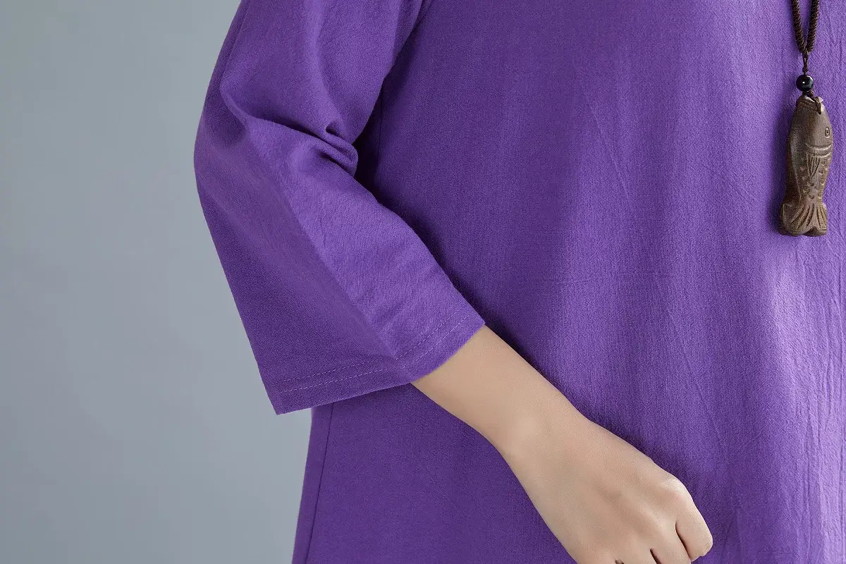Green 7-Point Sleeve Summer Dress with Printed Scarf — feature 37