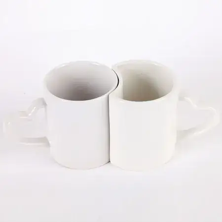 White Ceramic Mug Set for Couples Heat Transfer Design