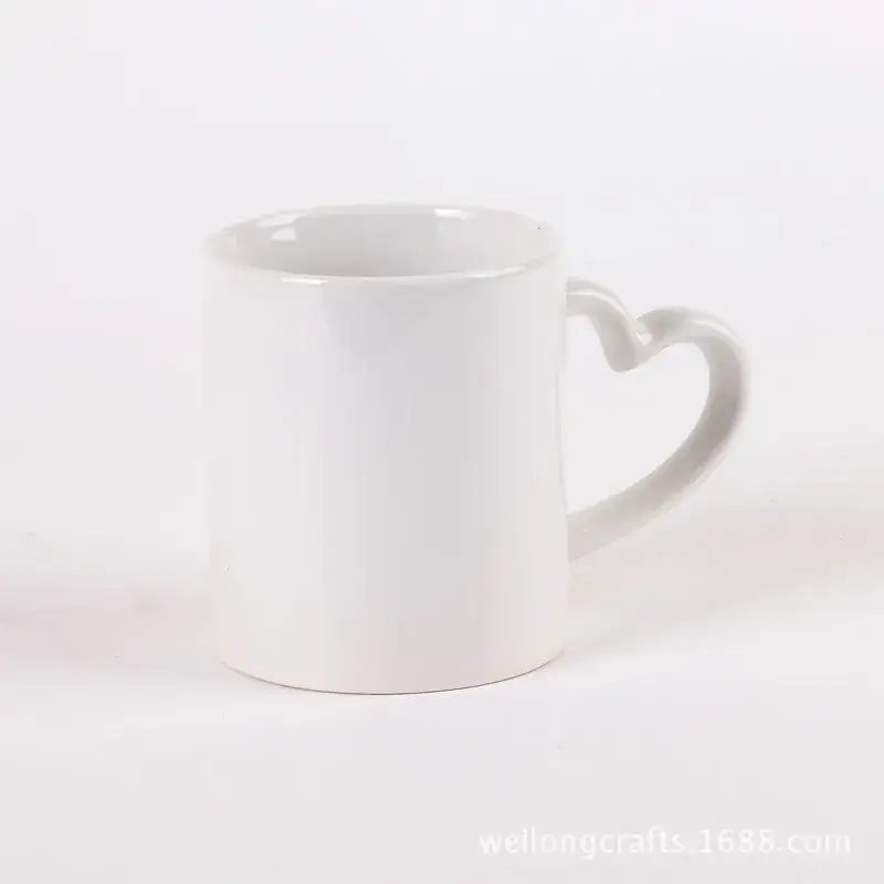 White Heat Transfer Cup with Heart Handle